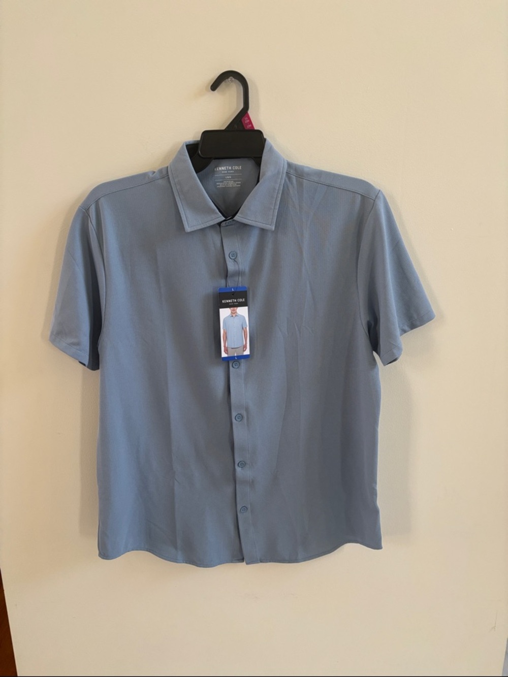 Kenneth Cole Men's Sky Blue Short Sleeve Button-Down Shirt